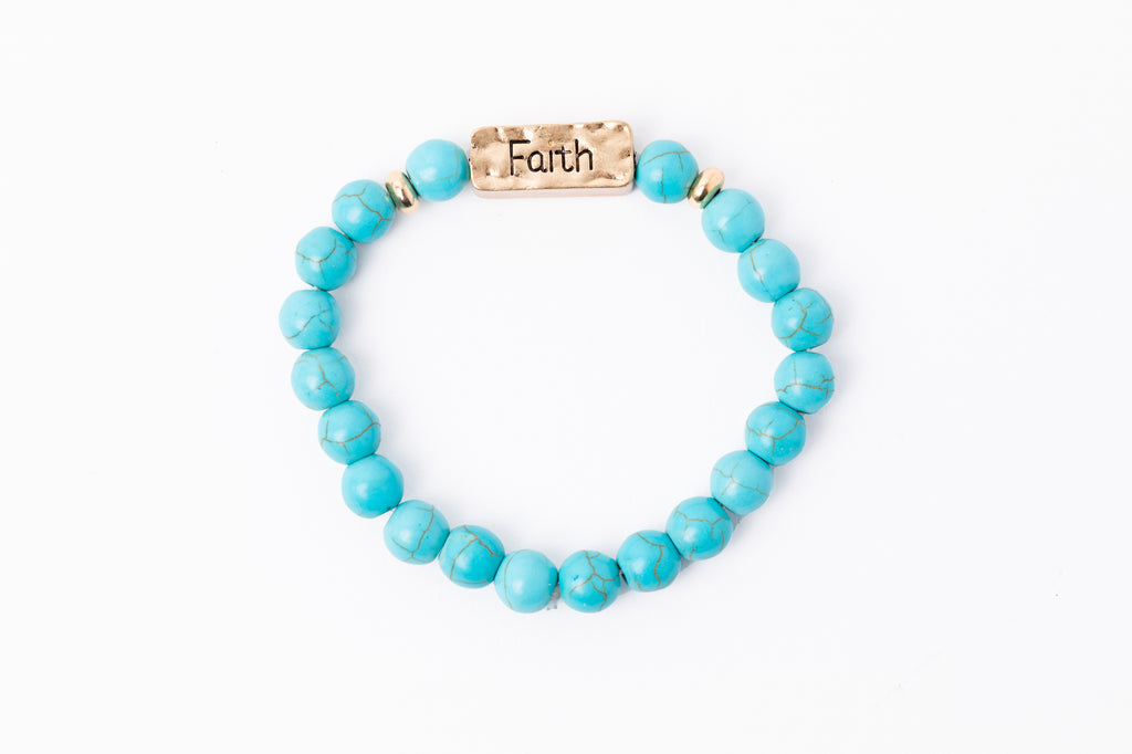 Have A Little Faith Bead Bracelet - FAITH - Turquoise (7046)